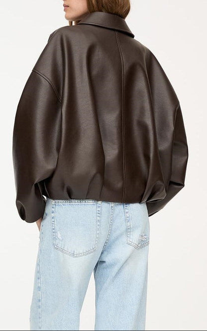 Belted Leather Effect Jacket