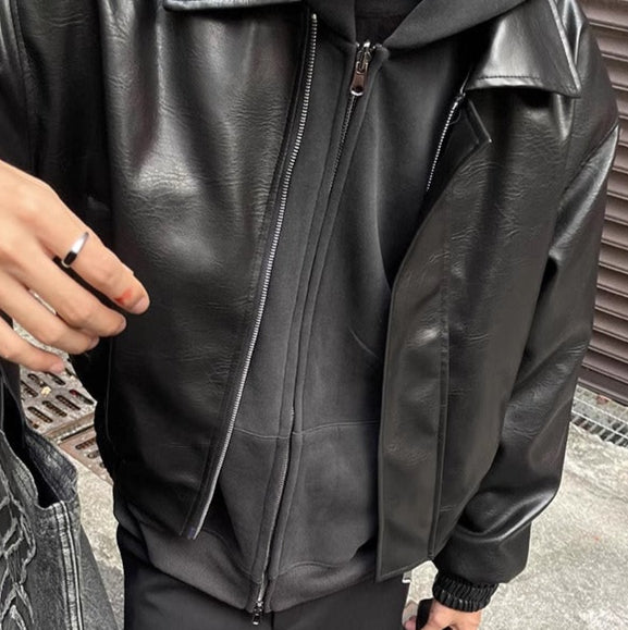 Cropped Faux Leather Jacket