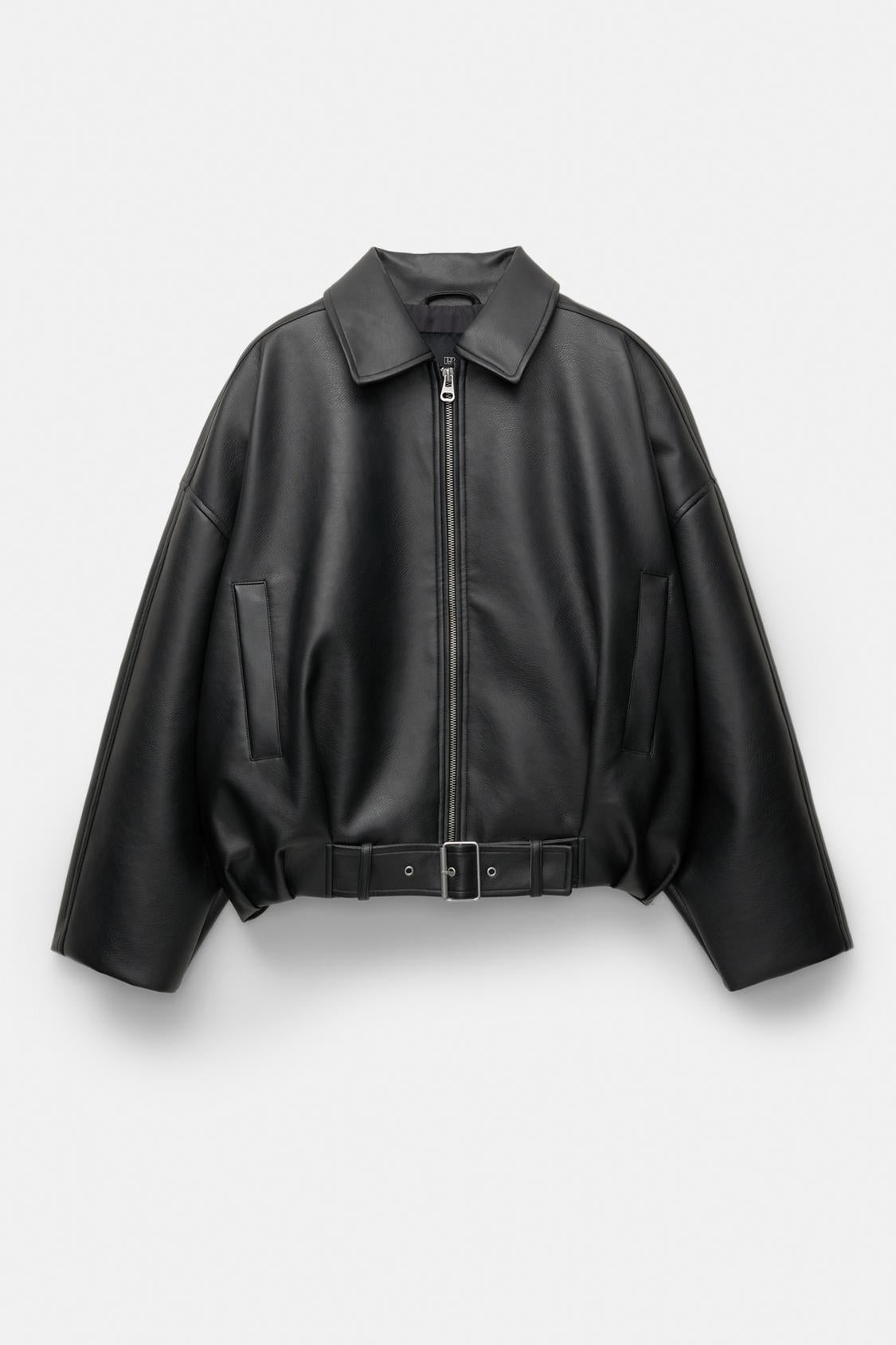 Belted Leather Effect Jacket