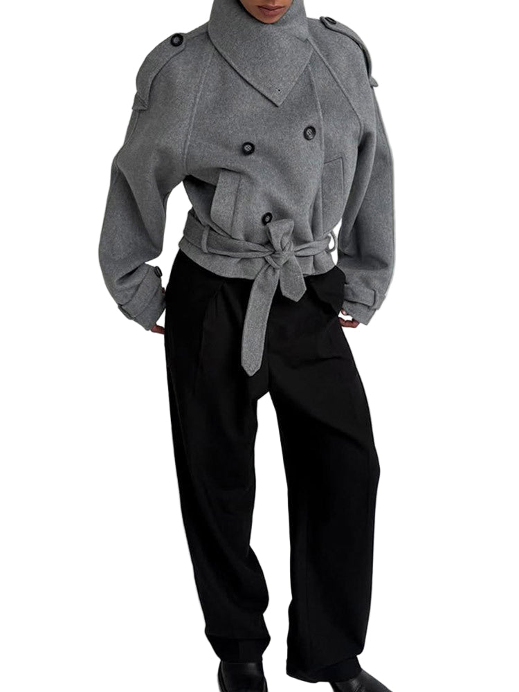 Lunvye Double-Breasted Cropped Jacket