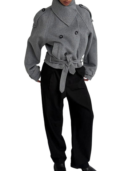 Lunvye Double-Breasted Cropped Jacket