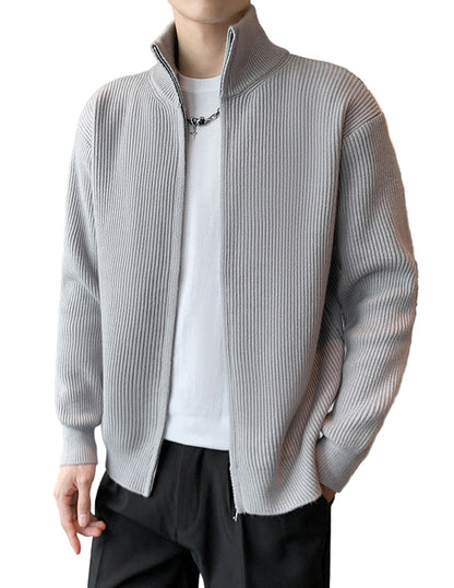 Minimalistische Zip-Strickjacke Herren