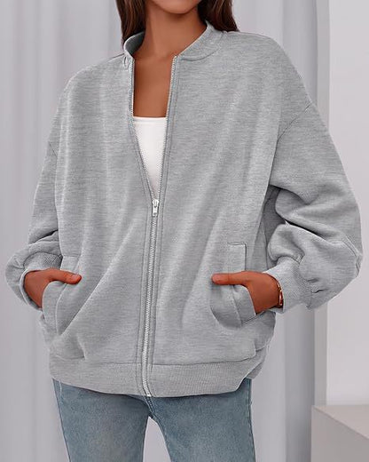 Relaxed Fit Zipper-Jacke