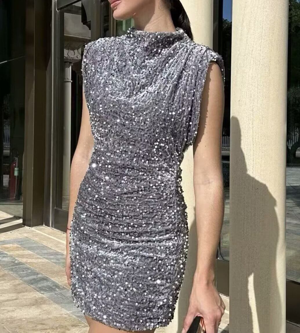 Mini-Kleid mit Glanzdetail