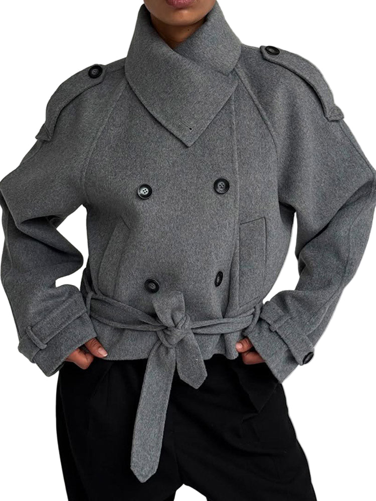 Lunvye Double-Breasted Cropped Jacket