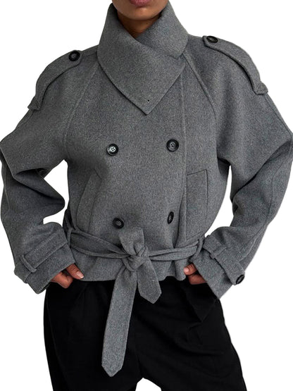 Lunvye Double-Breasted Cropped Jacket