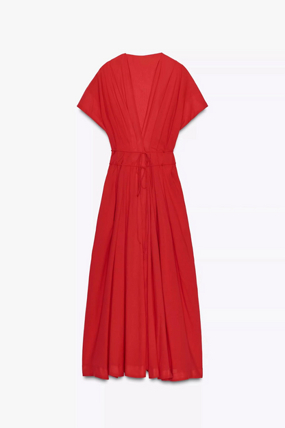 RIPP-MIDI-KLEID mit Langen Ärmeln