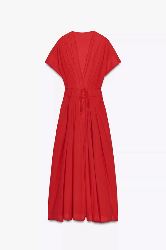 RIPP-MIDI-KLEID mit Langen Ärmeln