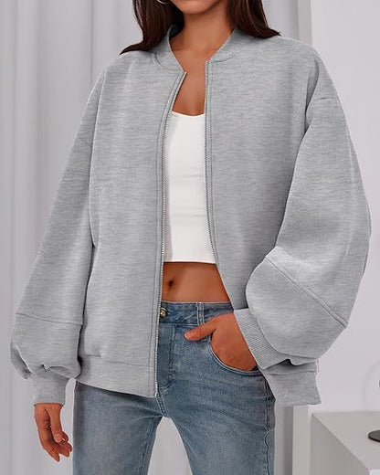 Relaxed Fit Zipper-Jacke