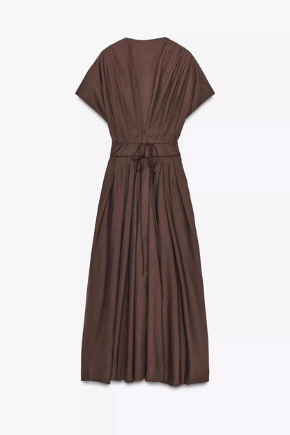 RIPP-MIDI-KLEID mit Langen Ärmeln