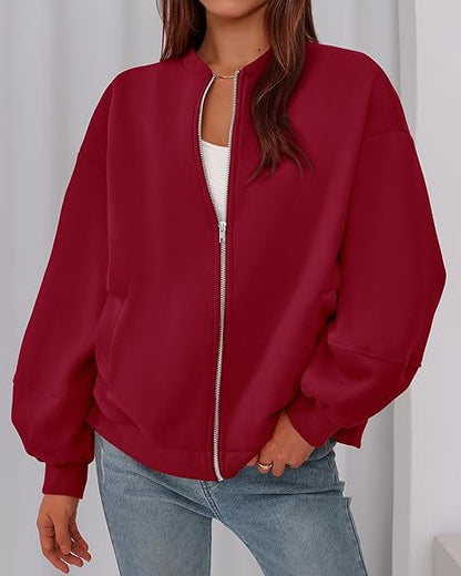 Relaxed Fit Zipper-Jacke