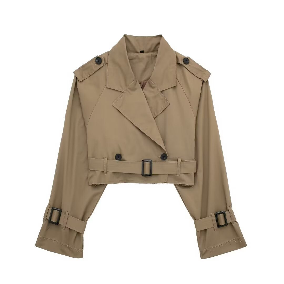 Cropped Trenchjacke mit Gürtel