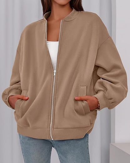 Relaxed Fit Zipper-Jacke