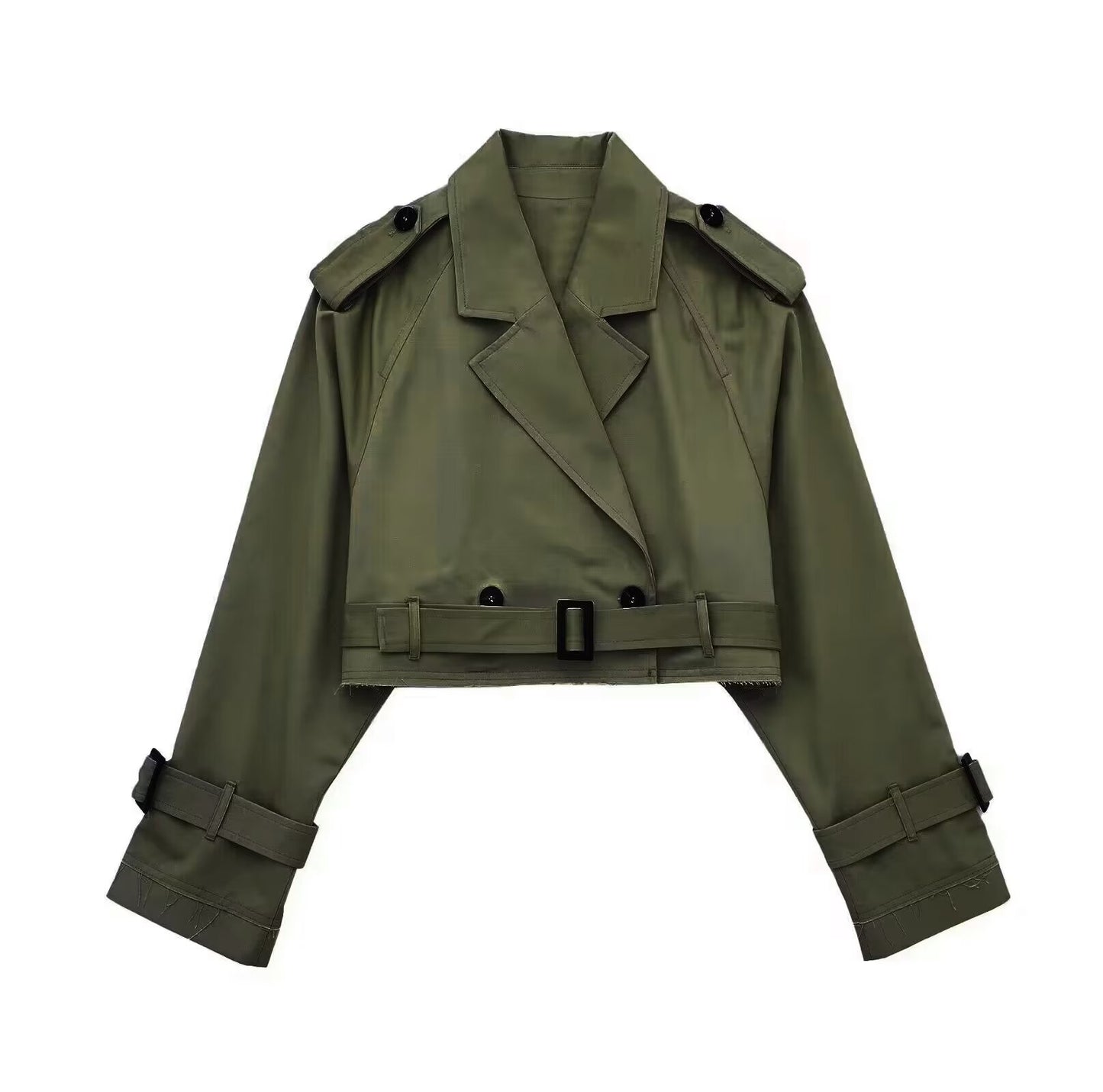 Cropped Trenchjacke mit Gürtel