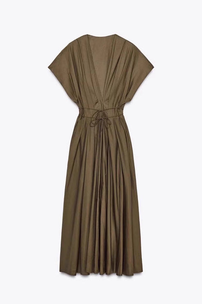 RIPP-MIDI-KLEID mit Langen Ärmeln