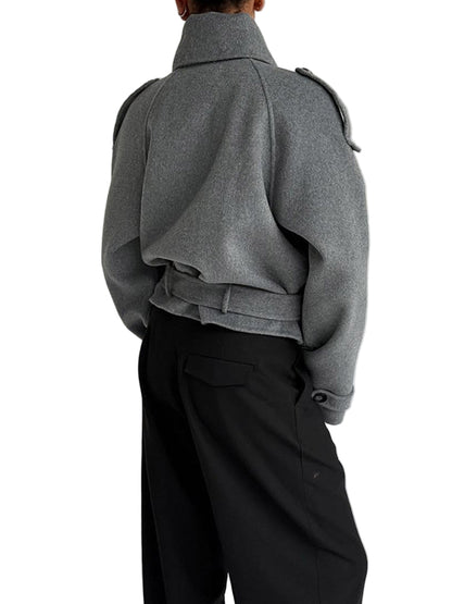 Lunvye Double-Breasted Cropped Jacket