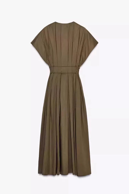 RIPP-MIDI-KLEID mit Langen Ärmeln